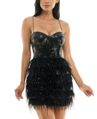 Bebe Sequin Feather Dress