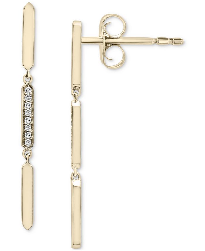 Wrapped Diamond Linear Drop Earrings (1/10 ct. t.w.) in 14k Gold