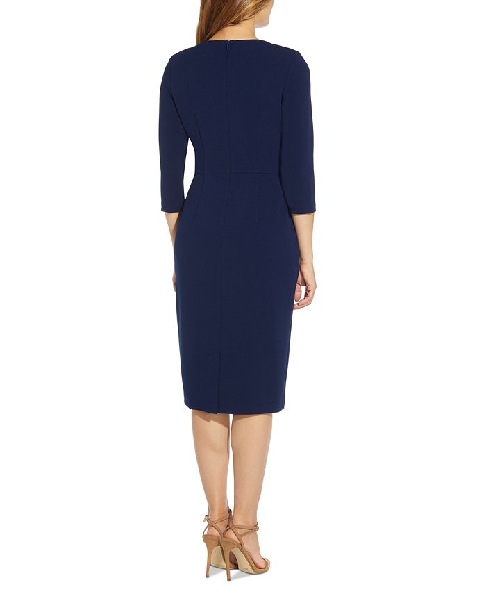 Adrianna Papell Women's Tie-Front 3/4-Sleeve Crepe Knit Dress - Macy's