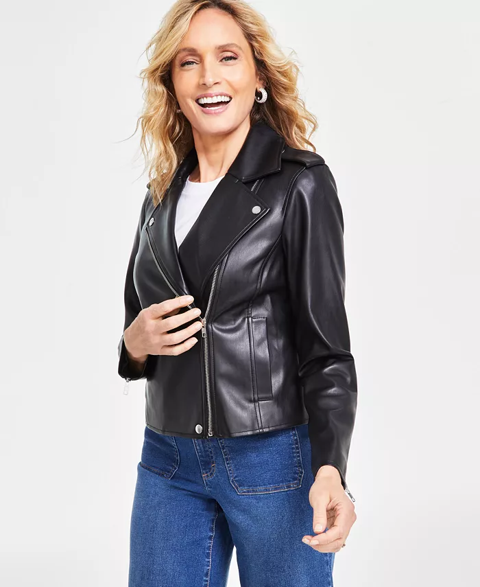 Women's Faux-Leather Jacket - thumbnail 6