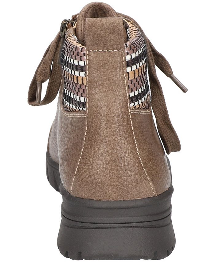 Easy Street Women's Round Toe Wedge Zip up Booties Brown 8.5 M