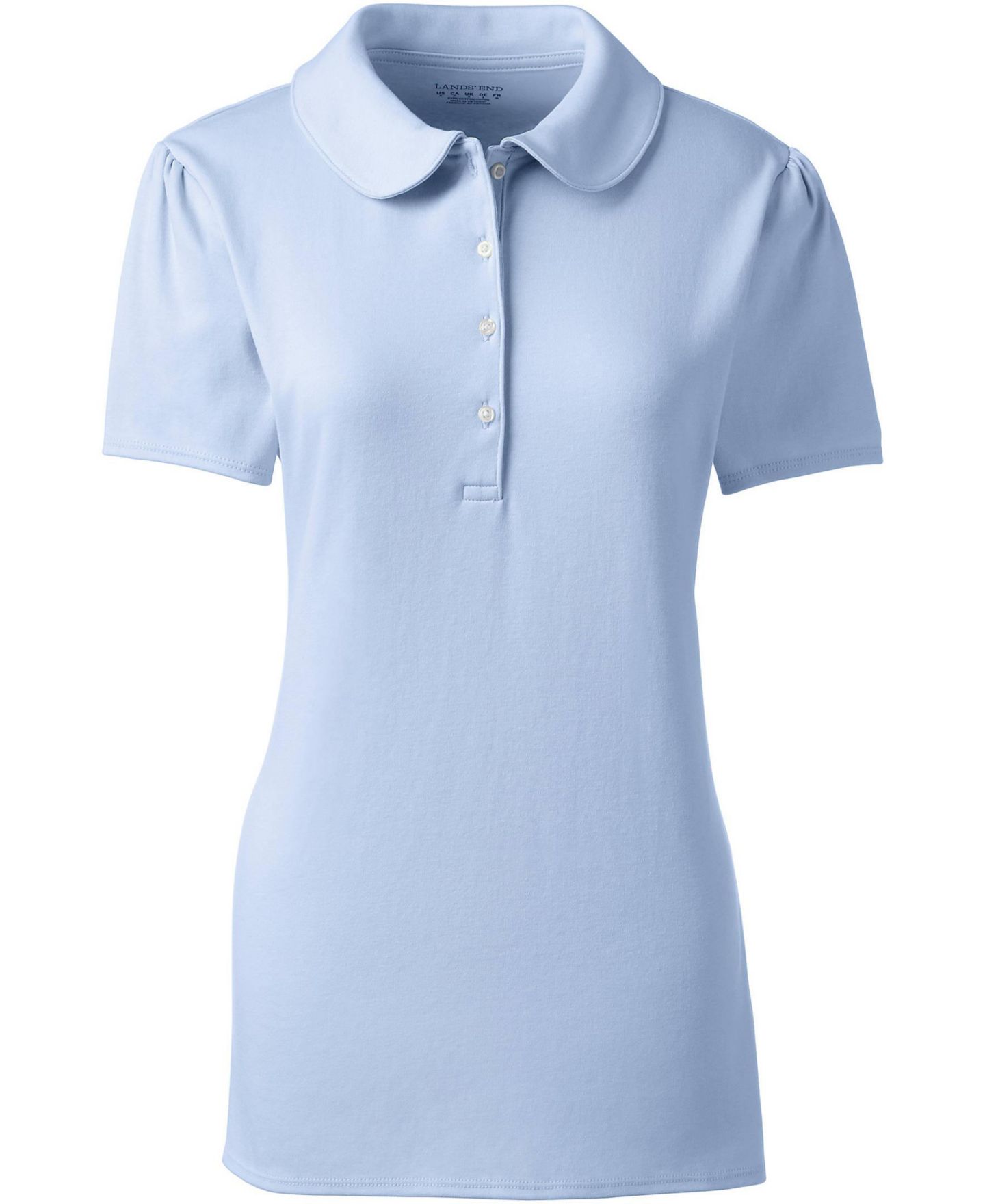 Женское поло Lands' End Short Sleeve Peter Pan Collar Polo, цвет: Синий — фото 2