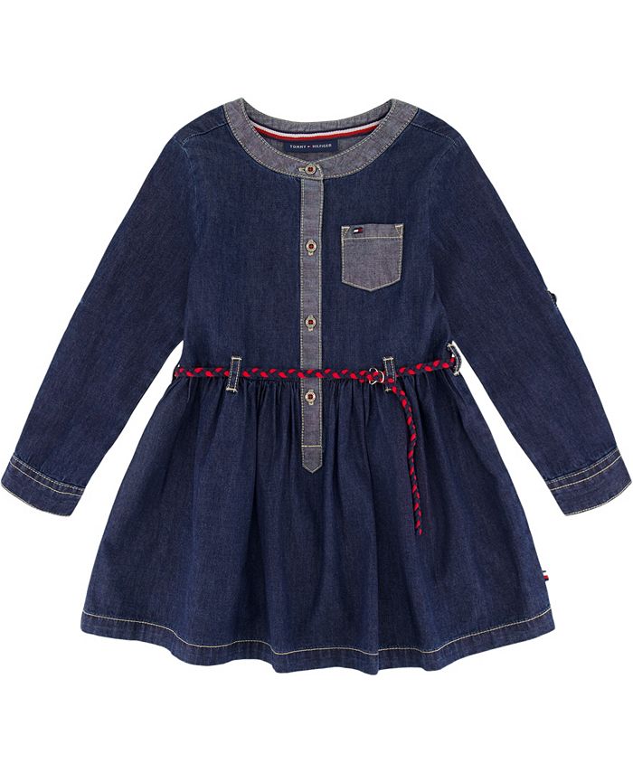 Tommy Hilfiger Little Girls 1 Piece Mandarin Collar Denim Shirt