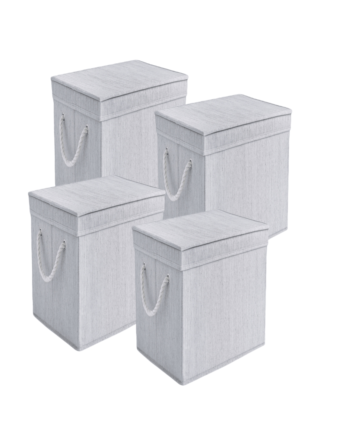 Wethinkstorage 34 Litre Collapsible Fabric Storage Bins With Lids And Cotton Rope Handles, Set Of 4 In Gray
