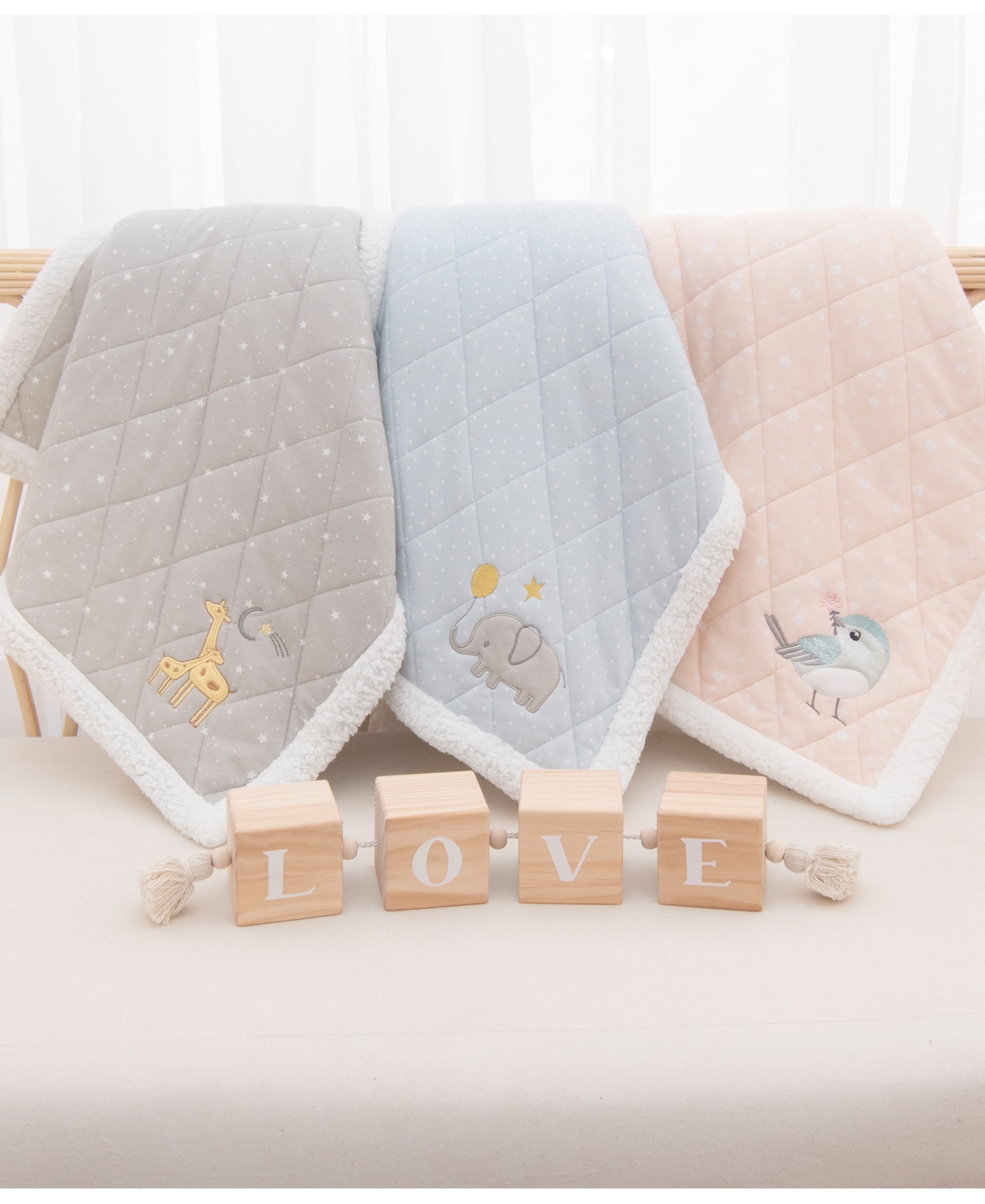 Living Textiles Baby Girls Bird Jersey Sherpa Blanket