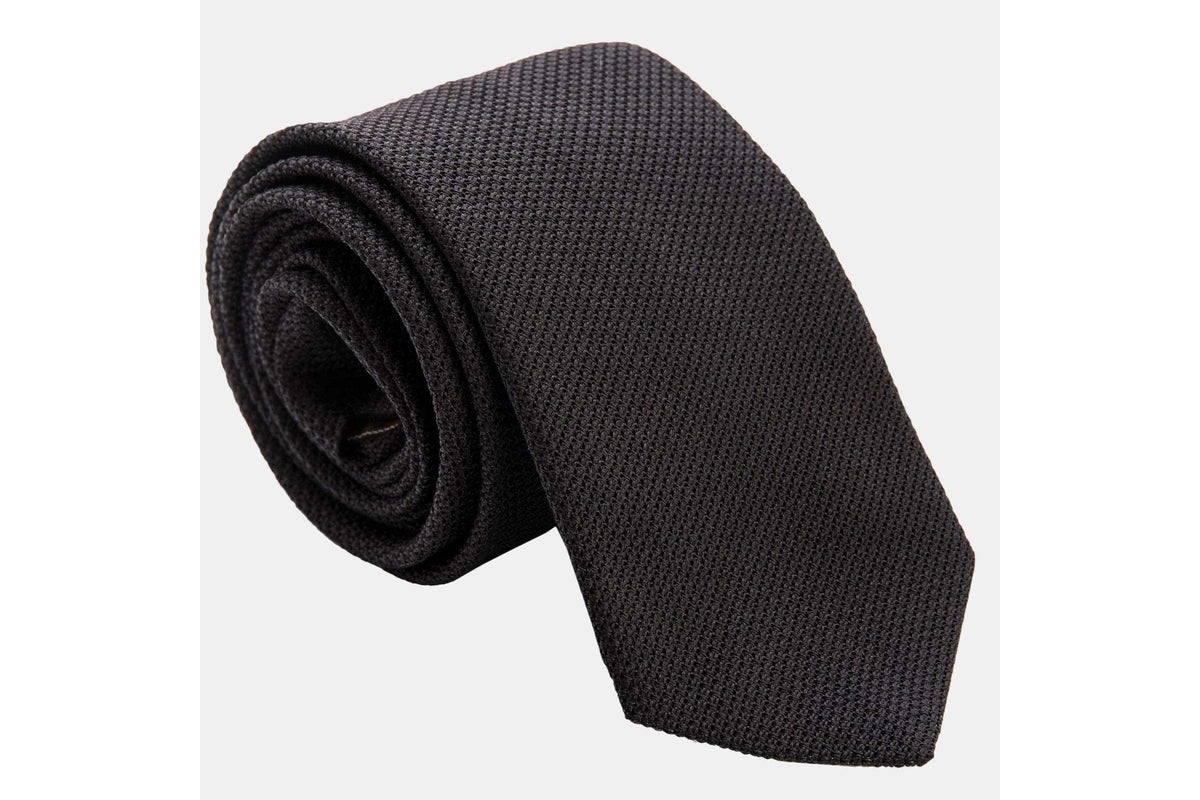 Big & Tall Nero - Extra Long Silk Grenadine Tie for Men - Black