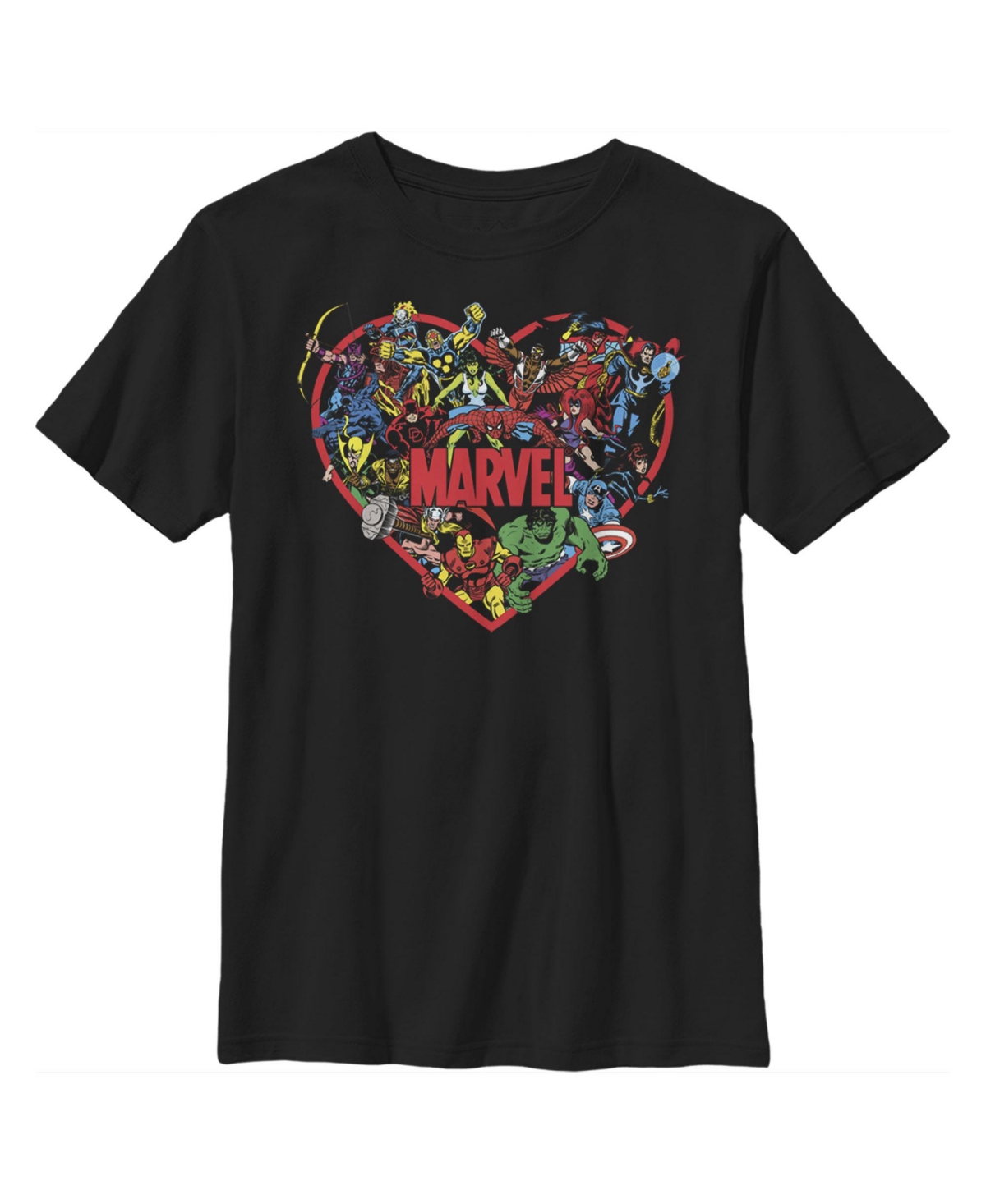 Marvel Boy's  Heroes Unite Heart Child T-shirt In Black