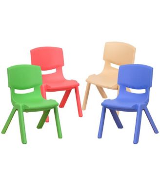 4 Pack Plastic Stackable Pre-K/School Chairs With 10.5"H Seat