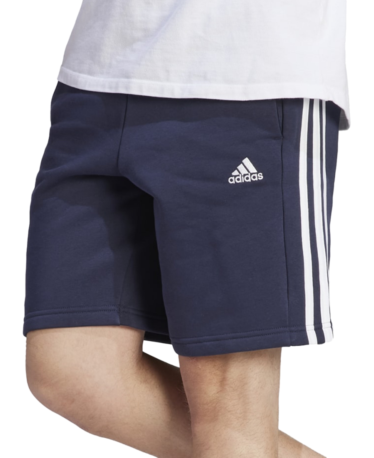 Adidas navy fleece shorts discount