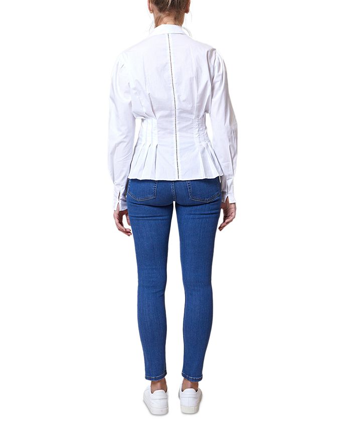 French Connection Women's Rhodes Cotton Poplin Corset Shirt Macy's