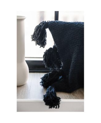 Braided Pom Pom Decorative Pillow, 14" x 36"