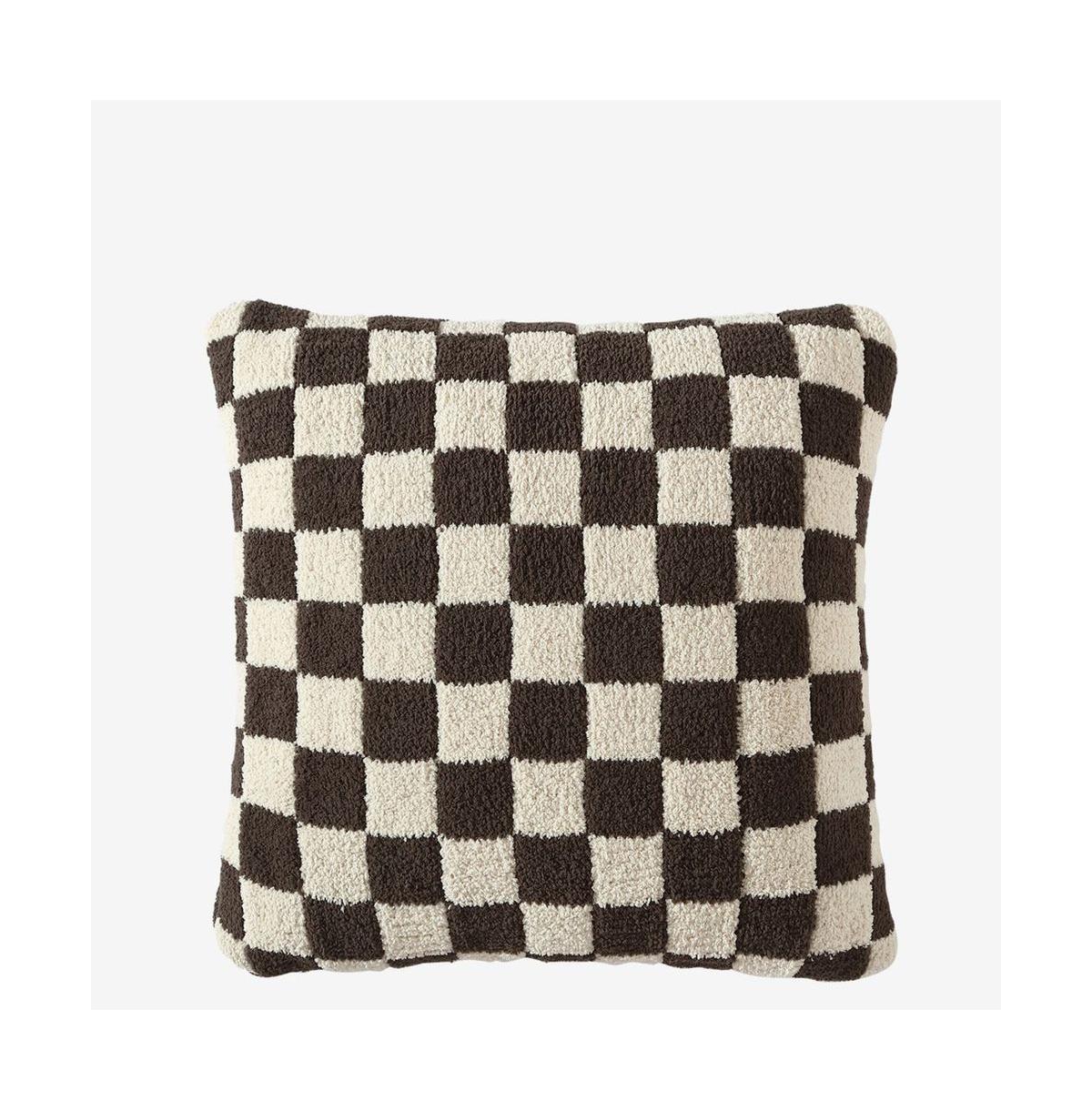 Sunday Citizen Checkerboard Decorative Pillow, 20" X 20" In Mocha