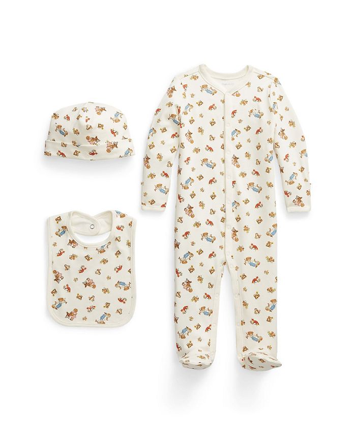 Ralph Lauren Baby Girls Bear Bodysuit Gift Set in White