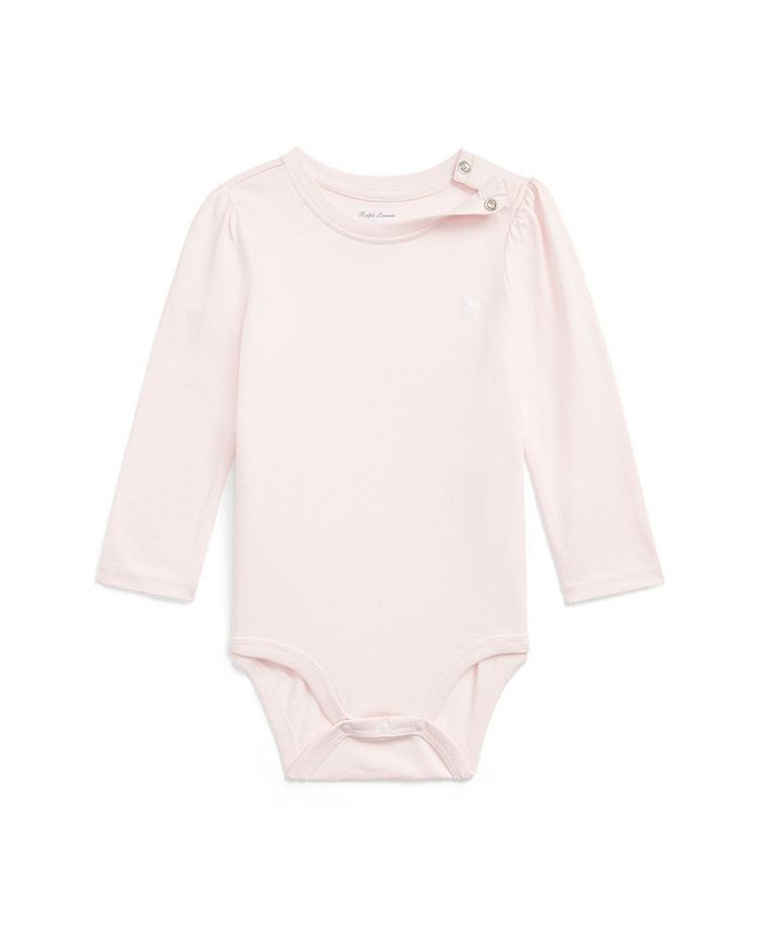 Polo Ralph Lauren Baby Girls Puff Sleeve Jersey Bodysuit - Macy's