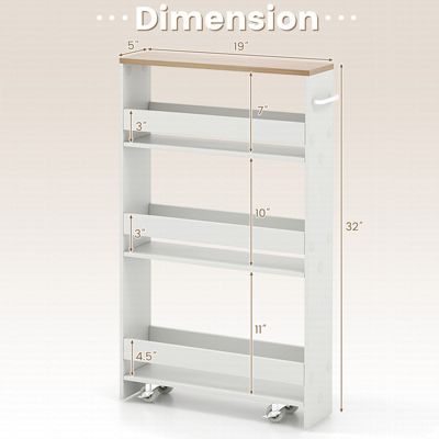 Slim Rolling Storage Cart with Handle, 3-Tier Shelves, and Lockable Wheels for Kitchen, Bathroom, or Laundry Room
