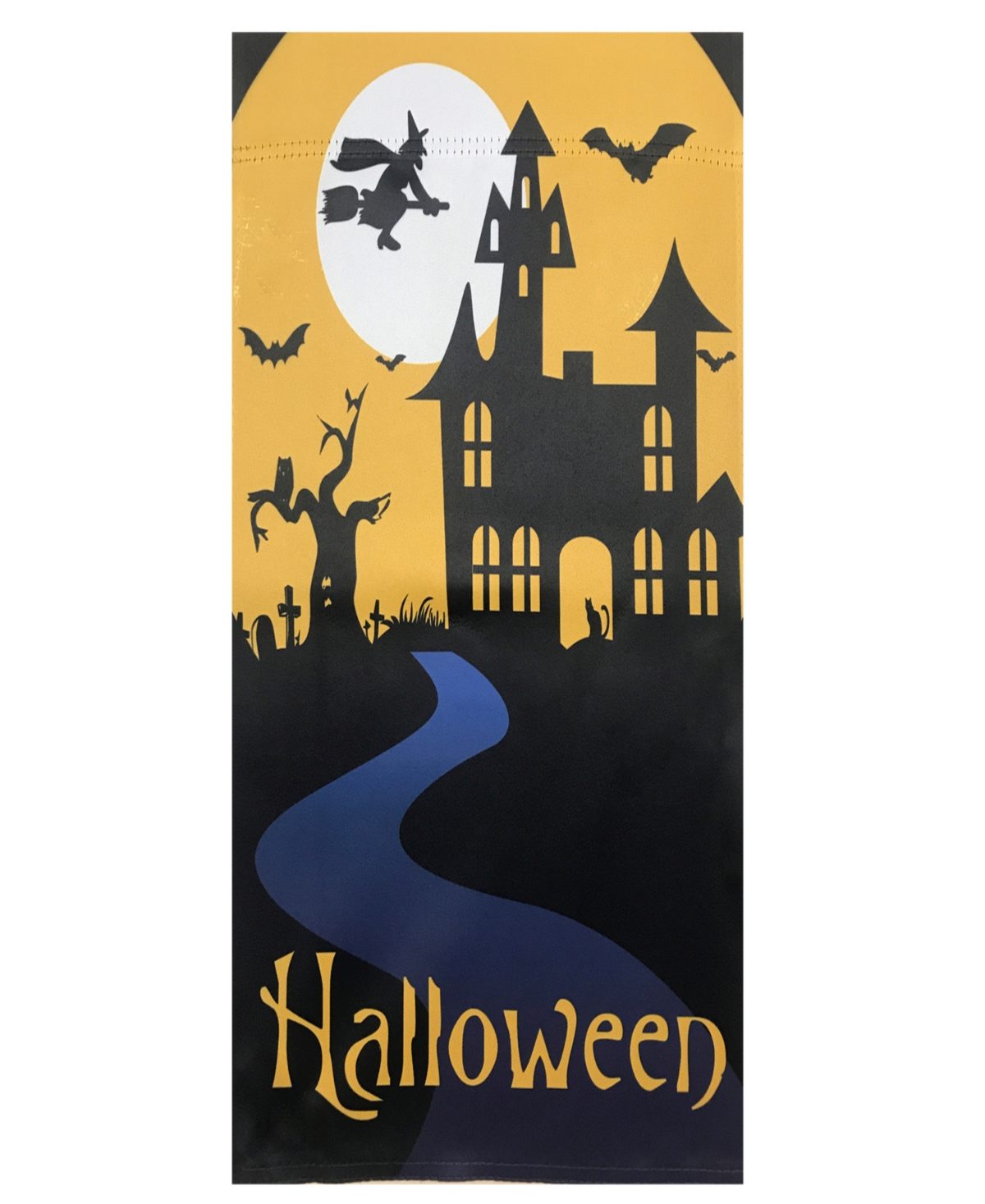 Northlight Spooky House Halloween Outdoor House Flag With Bats And Witch, 28" X 40" In Black