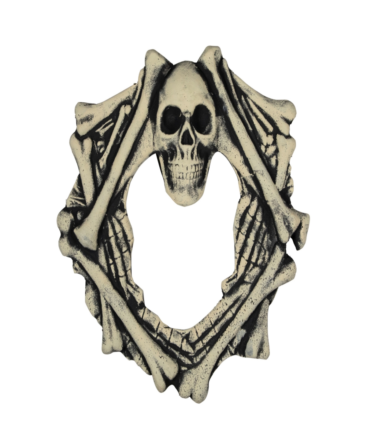Northlight Skull Head And Bones Halloween Wreath, 18" Unlit In Black