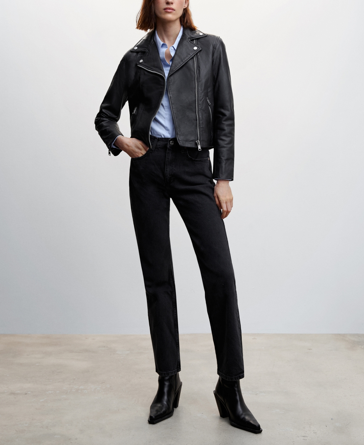 Mango Women's Leather Biker Jacket