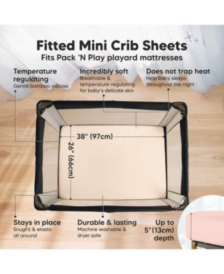 2-Pack Mini Crib Sheets, Pack and Play Sheets Fitted, Pack N Play Sheets, Organic Fitted Crib Sheet Cover