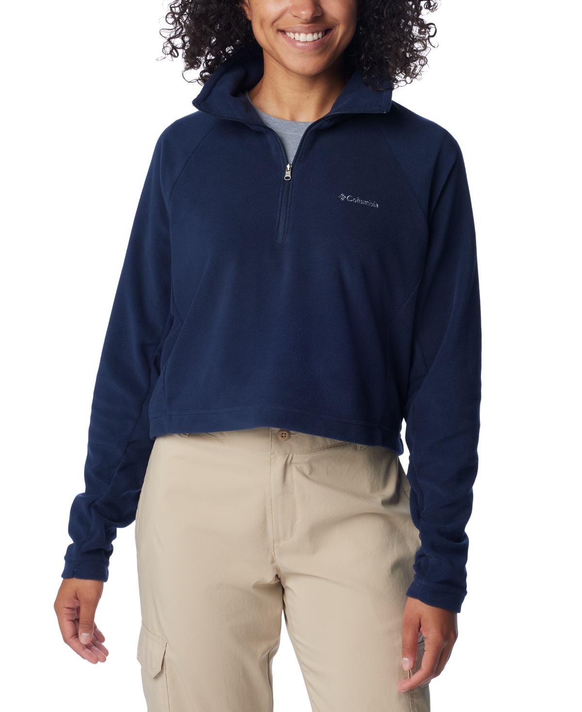 Columbia Women's Glacial Cropped Ii Sportswear Fleece 1/2-zip Top In Navy