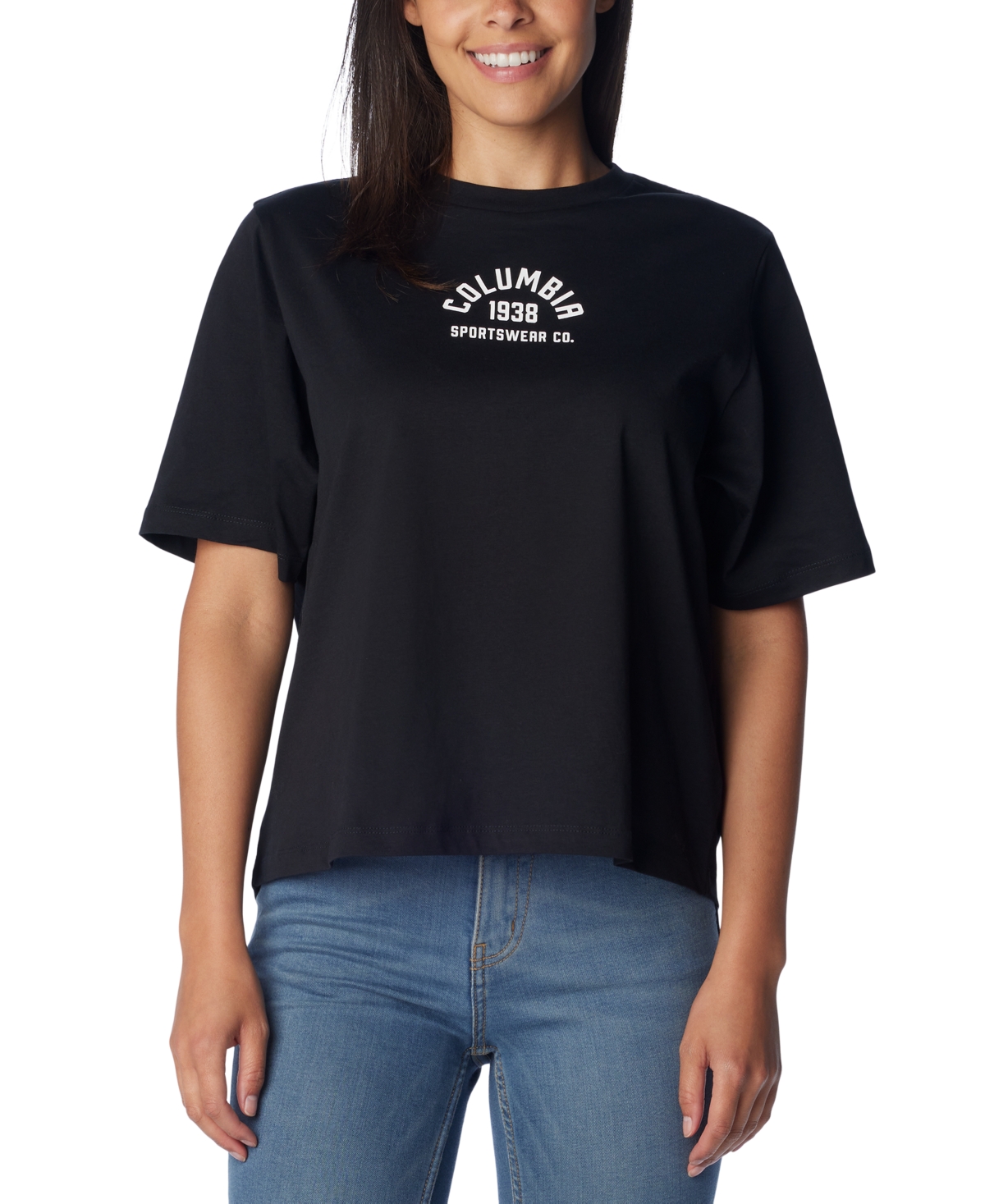 Columbia Women's North Cascades Cotton T-shirt In Black,college