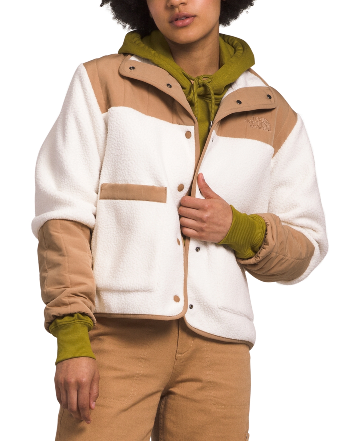 The North Face Cragmont Panelled Fleece Jacket In Gardenia White,almond Butter