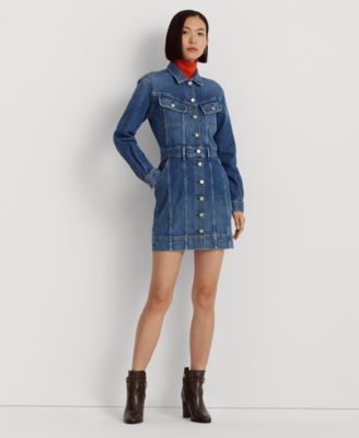 Lauren Ralph Lauren Women's Denim Trucker Shirtdress - Macy's