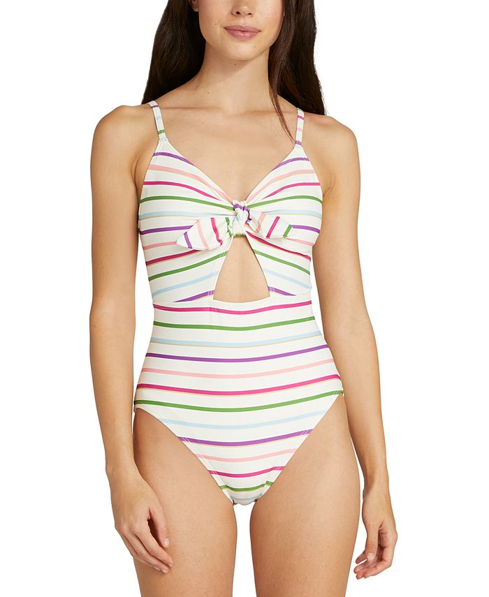 kate spade new york Women s Striped Bunny Tie Cut Out One Piece