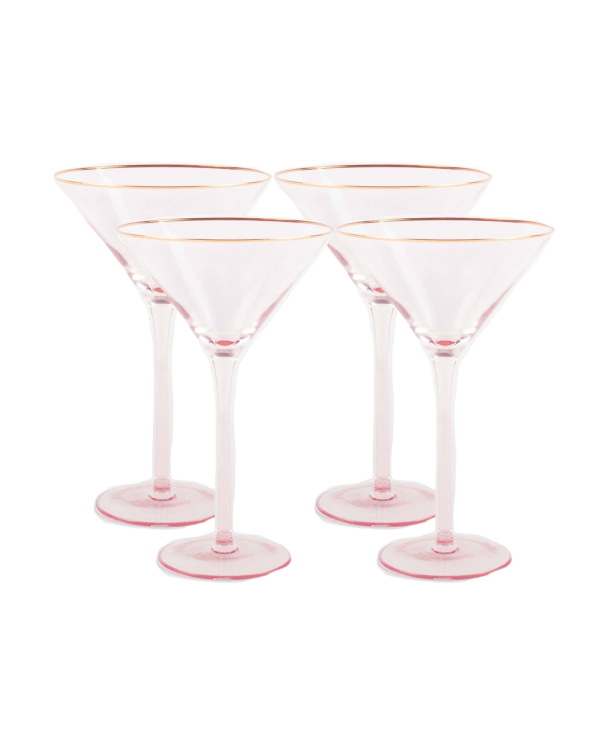 8 Oak Lane Glass Stemmed Martini Glasses, Set Of 4 In Light Pink
