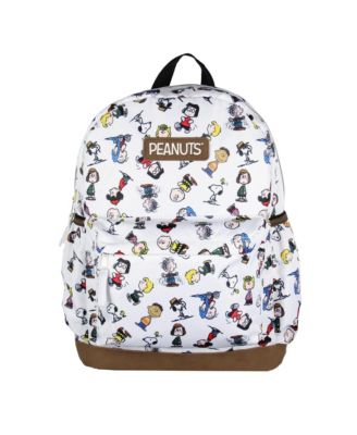 Snoopy Charlie Brown Sally Linus Cute School Travel Backpack With Faux Leather Bottom