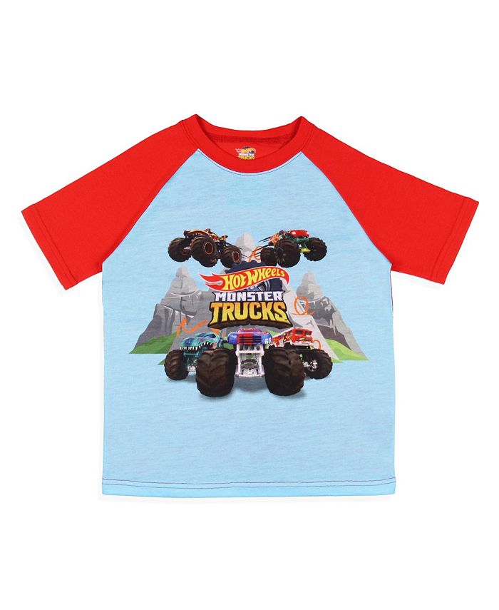 Hot Wheels Boys' Monster Trucks Toys Tossed Print Kids Sleep Pajama Set ...