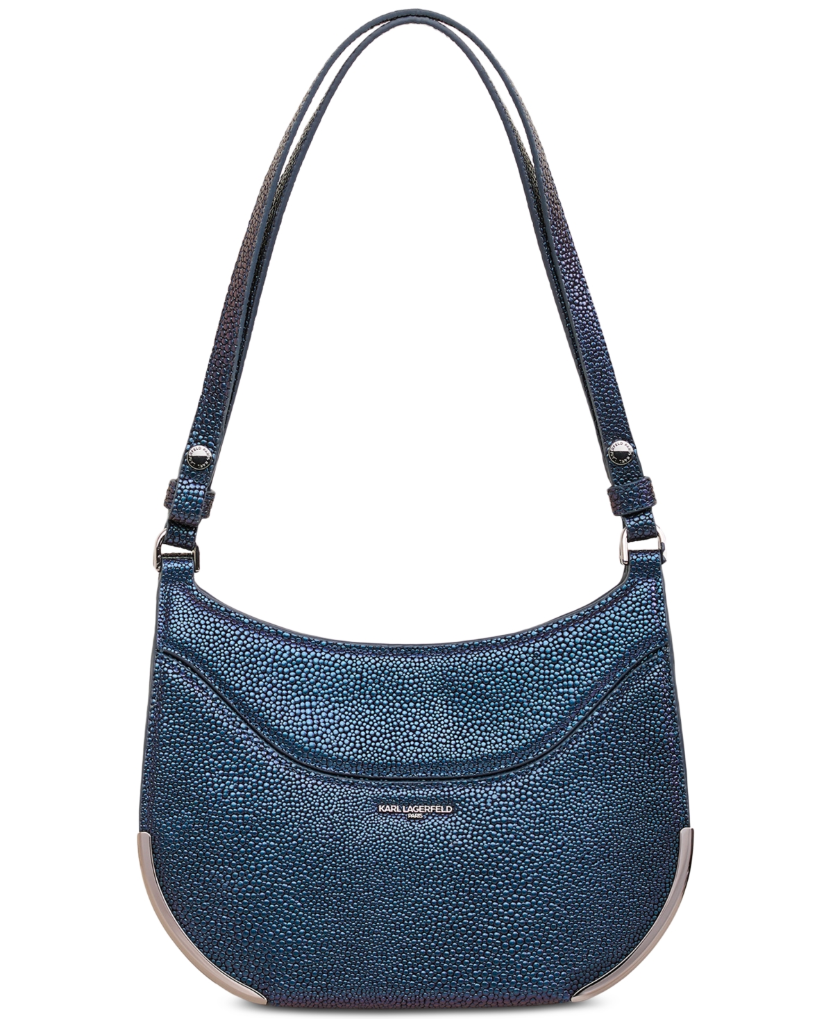 Karl Lagerfeld Milou Small Leather Crossbody In Navy