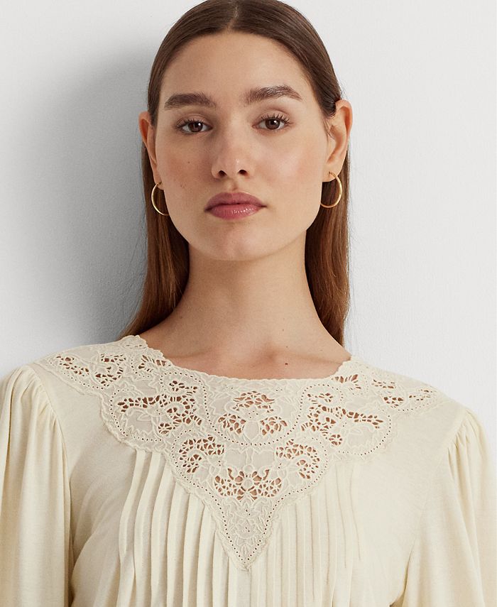 Lauren Ralph Lauren Women's LaceTrim Jersey Peplum Top Macy's