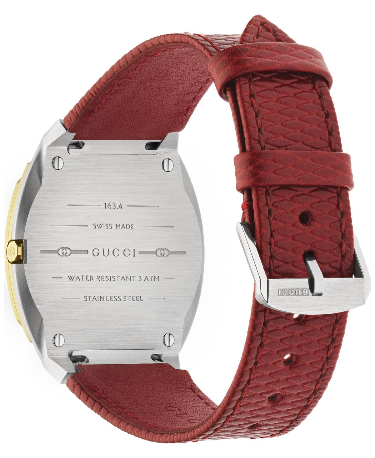 Shop Gucci Women's Swiss 25h Red Leather Strap Watch 34mm In Stainless Steel,red
