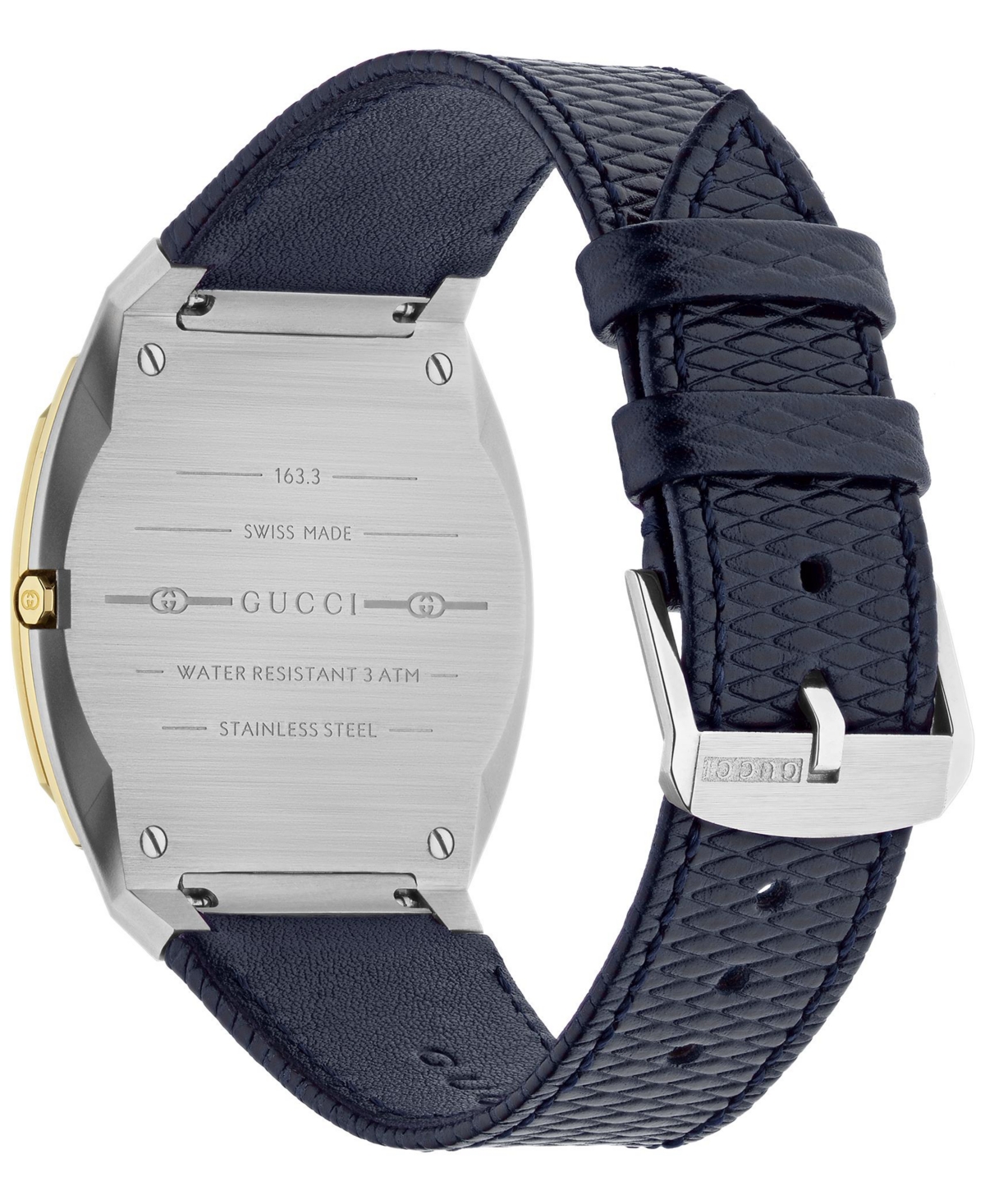 Shop Gucci Women's Swiss 25h Blue Leather Strap Watch 34mm In Brass,blue