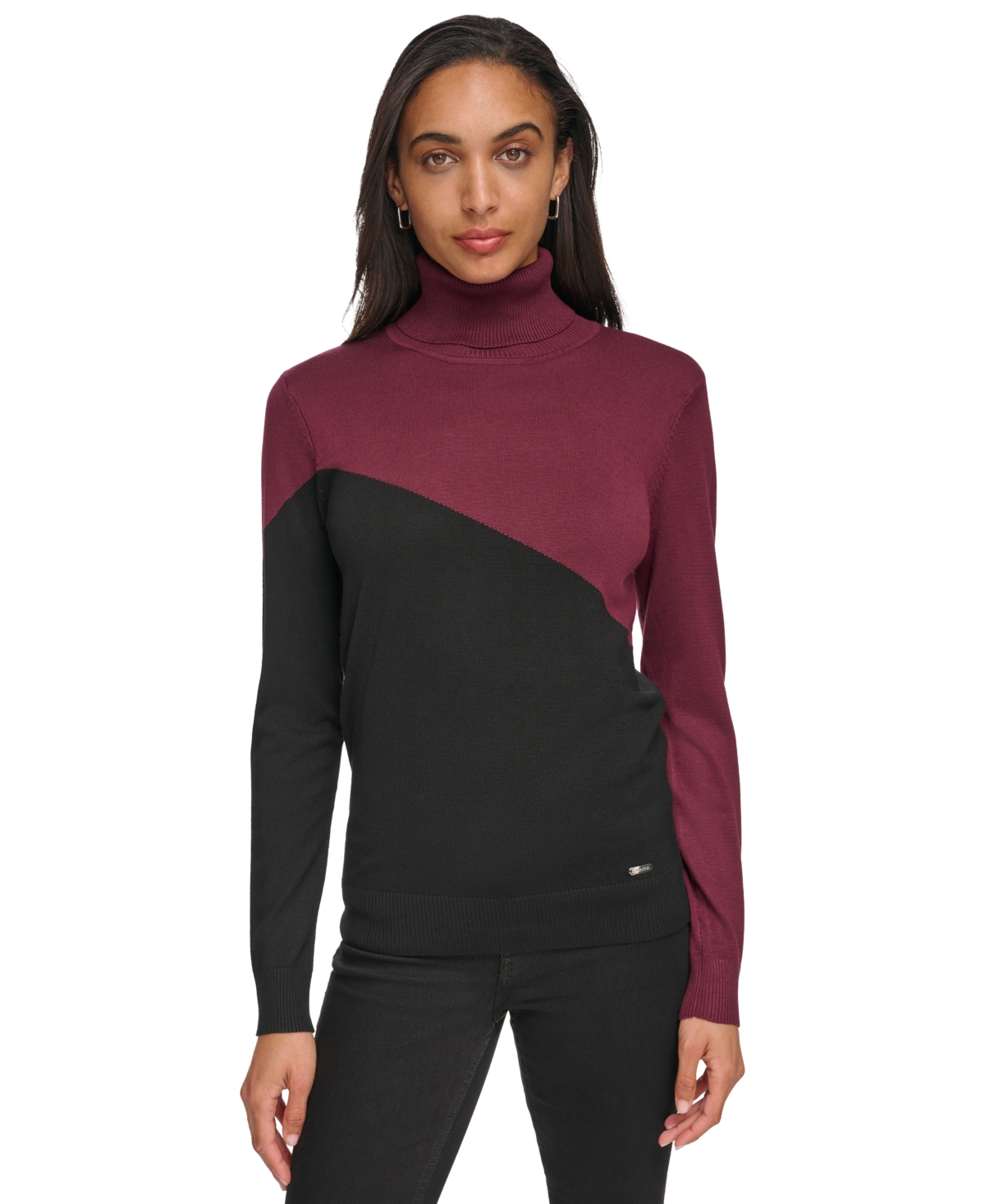 Calvin klein deals colorblock turtleneck sweater