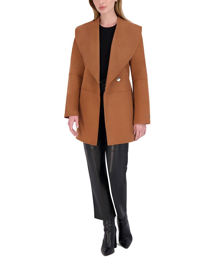 Tahari Women s Doubled Faced Wool Blend Wrap Coat Macy s