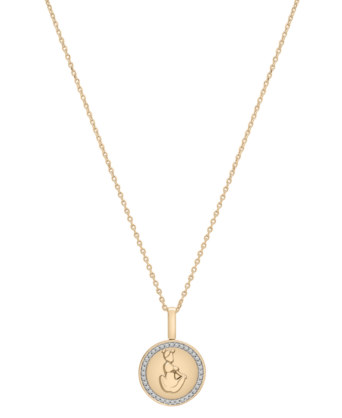 Diamond Capricorn Disc 18" Pendant Necklace (1/10 ct. t.w.) in Gold Vermeil, Created for Macy's - Gold Vermeil