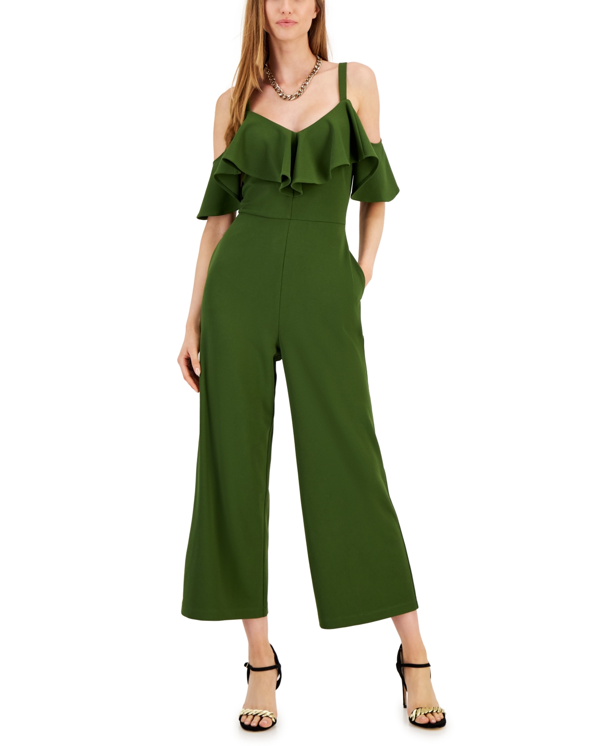 Rachel Rachel Roy Women's Roma Ruffled Off-the-shoulder Jumpsuit In Moss