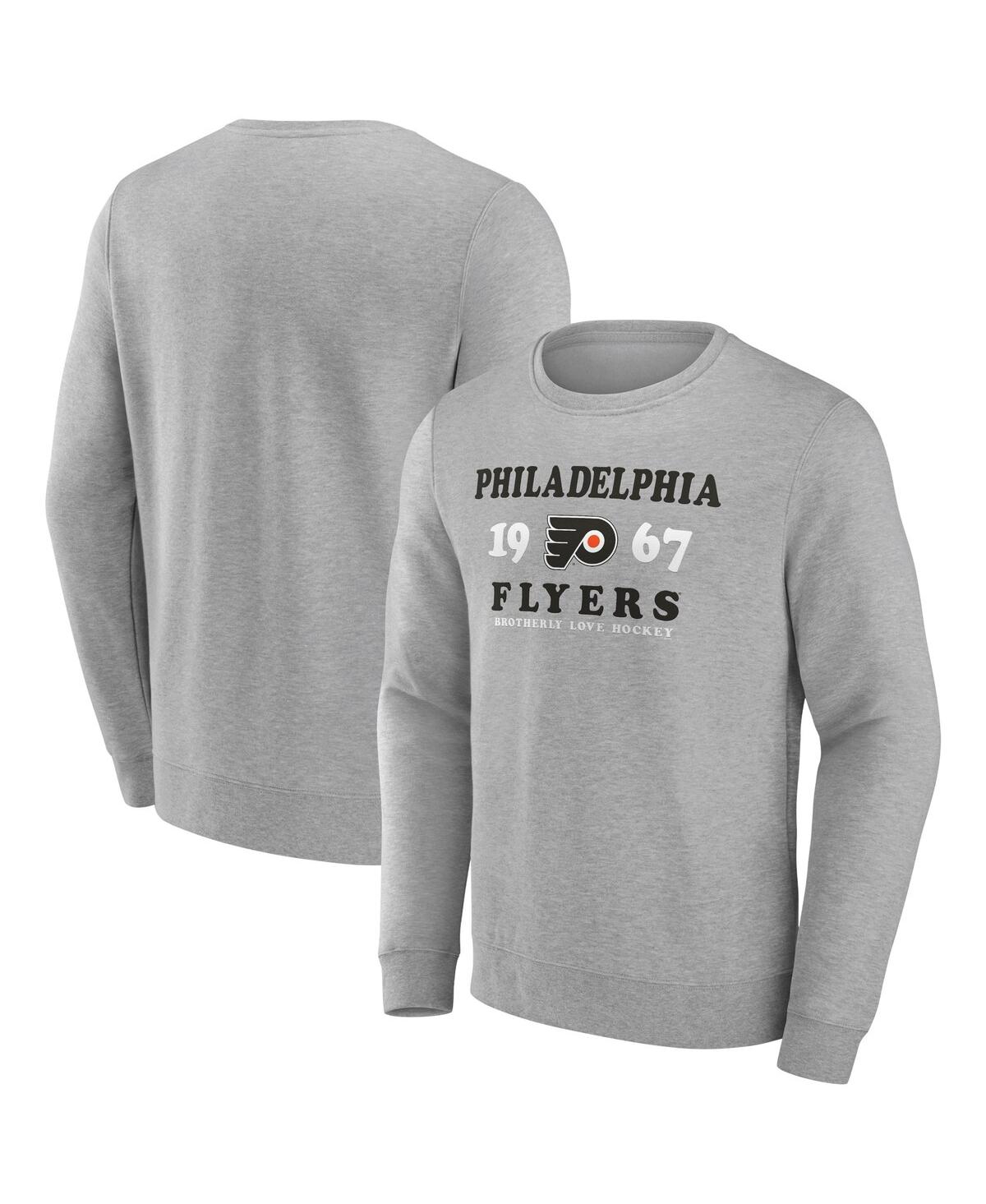 Shop Fanatics Men's  Heather Charcoal Philadelphia Flyers Fierce Competitor Pullover Sweatshirt