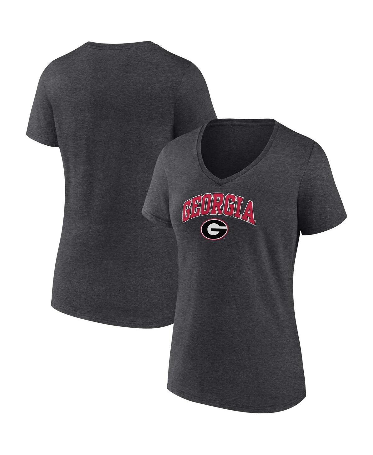 Women's FanaticsGeorgia Bulldogs Evergreen Campus V-Neck T-shirt - Heather Charcoal