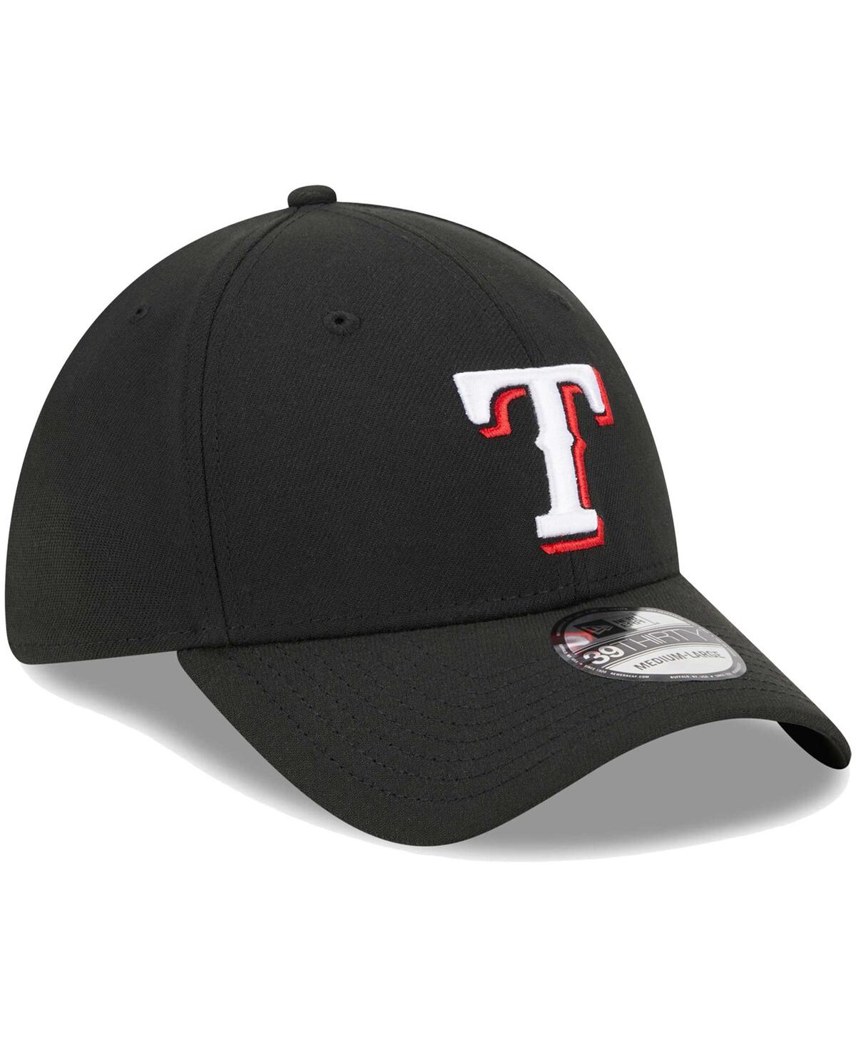 New Era Men's  Black Texas Rangers Logo 39thirty Flex Hat In Black
