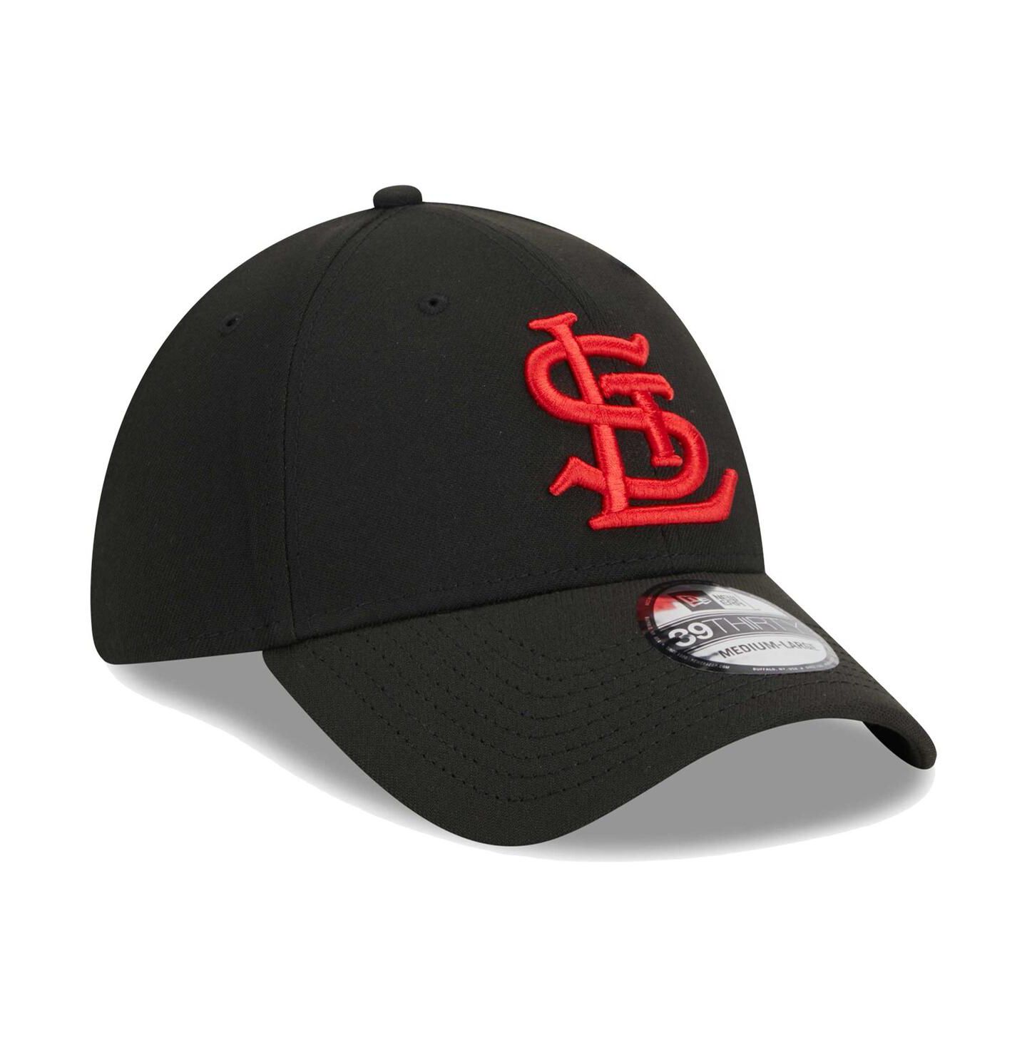 Мужская кепка New Era Black St. Louis Cardinals Logo 39THIRTY Flex Hat — фото 4