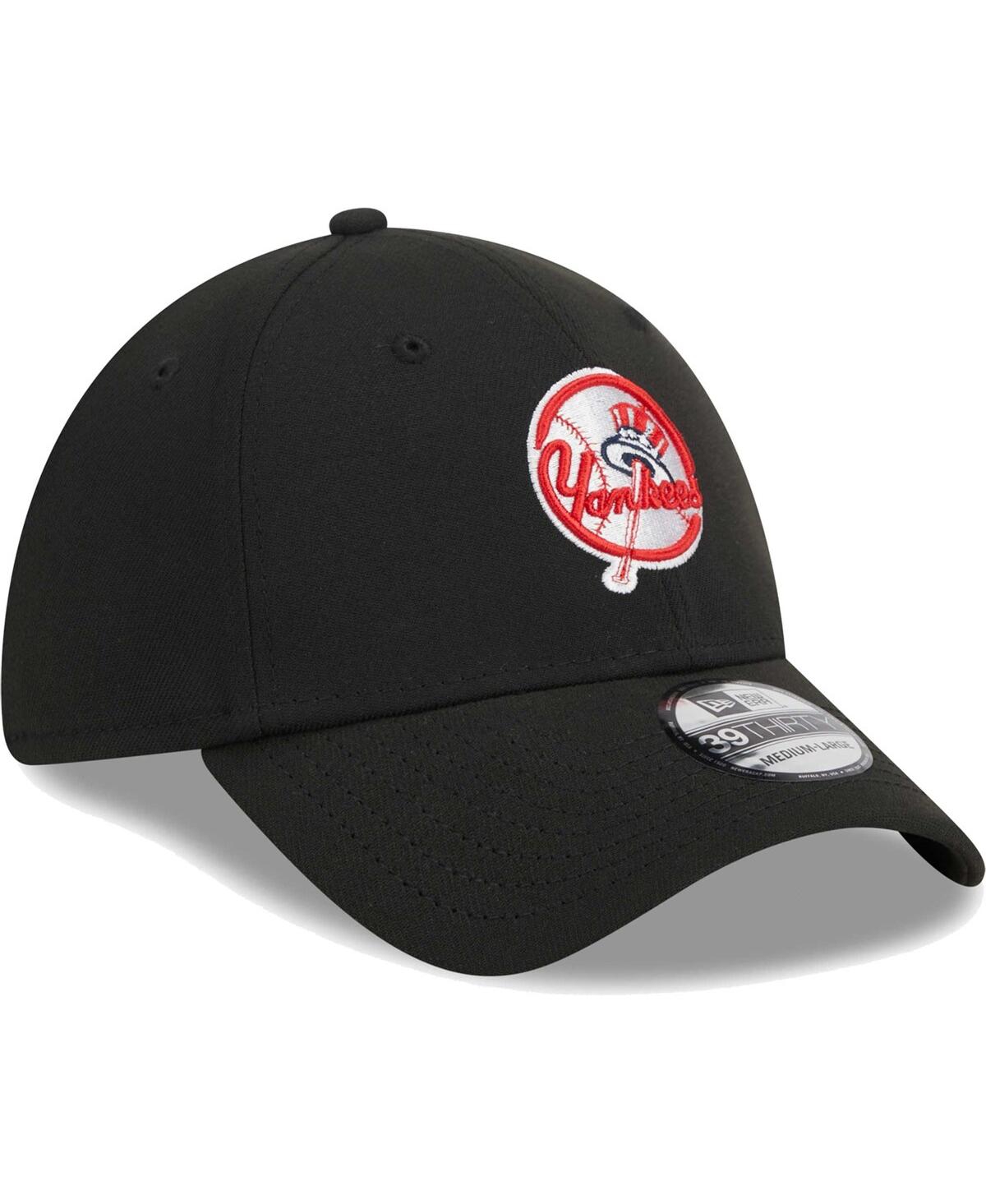 New Era Men's  Black New York Yankees Logo 39thirty Flex Hat In Black