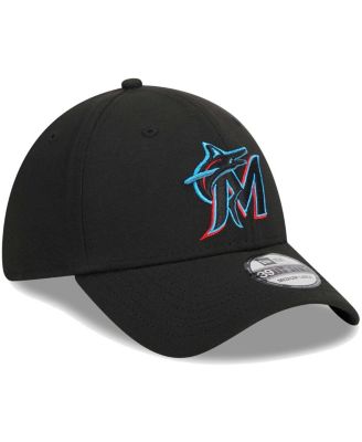 Men's Black Miami Marlins Logo 39THIRTY Flex Hat