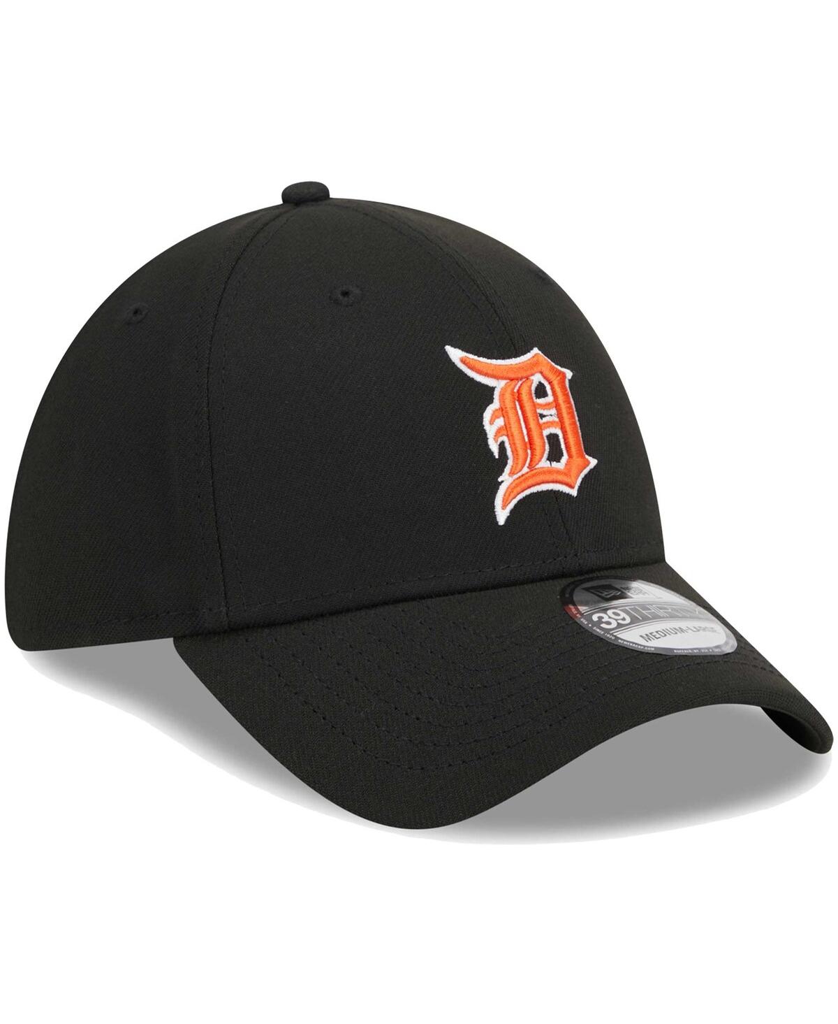 New Era Men's  Black Detroit Tigers Logo 39thirty Flex Hat In Black