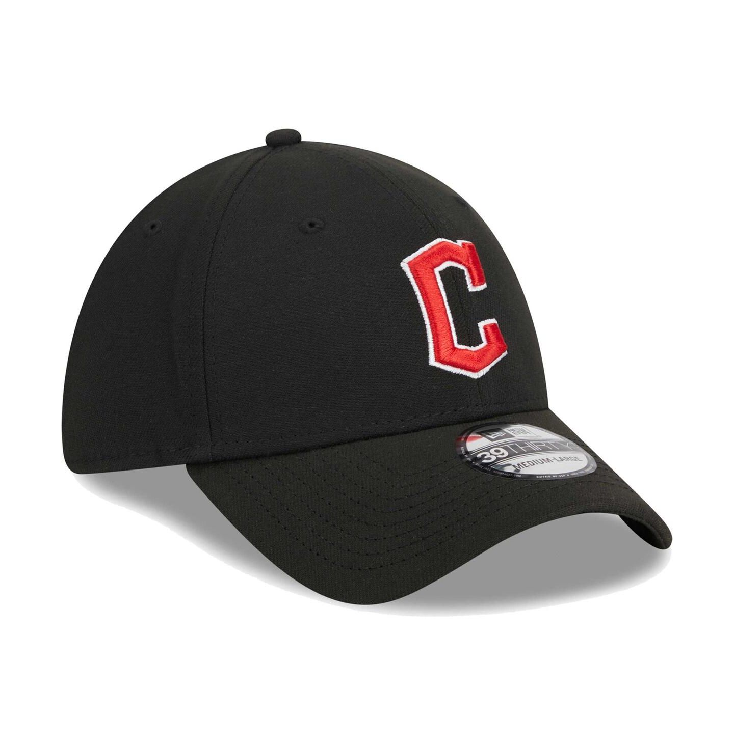 Мужская кепка New Era Black Cleveland Guardians Logo 39THIRTY Flex Hat — фото 4