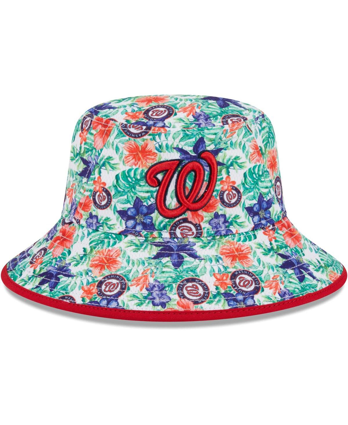 Shop New Era Men's  Washington Nationals Tropic Floral Bucket Hat In Red