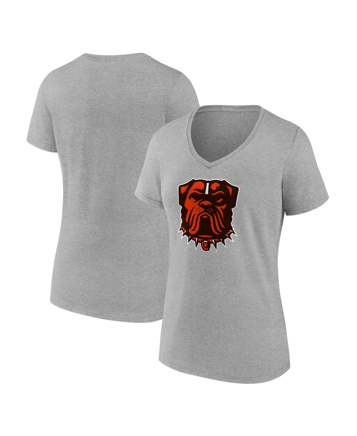 Fanatics Women's  Heather Charcoal Cleveland Browns Dawg Logo V-neck T-shirt