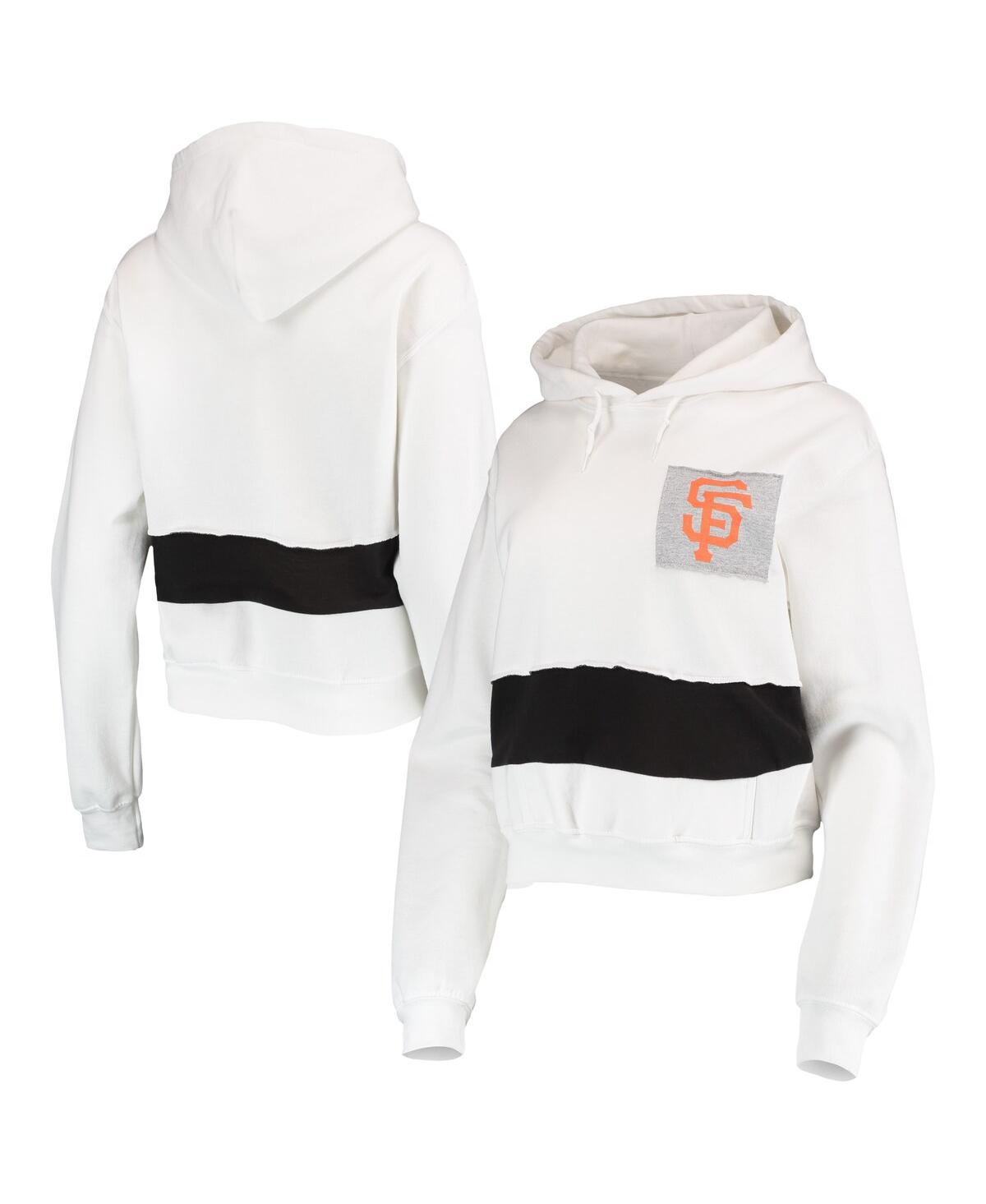 REFRIED APPAREL WOMEN'S REFRIED APPAREL WHITE, BLACK SAN FRANCISCO GIANTS CROPPED PULLOVER HOODIE